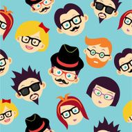 Hipster people faces pattern