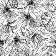 seamless monochrome vector pattern from abstract flowers N4