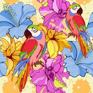 Seamless with flowers and birds N3