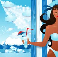 Summer background with attractive girl N2