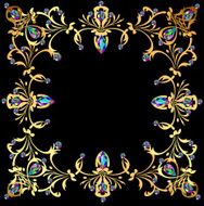 background frame with jewels of gold ornaments