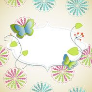 Vintage card design with butterflies