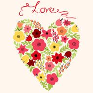 Heart with yellow and pink flowers