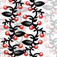 Vector seamless pattern Endless floral background with red berries
