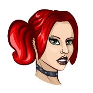 Portrait of young woman punk with red hair