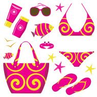 Fashionable set with a swimming sui
