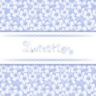 Blue Invitation card with floral background