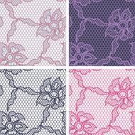 Set of lace seamless patterns with abstract flowers N4