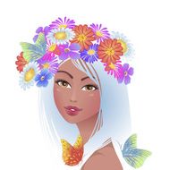 beautiful girl with flowers on her head