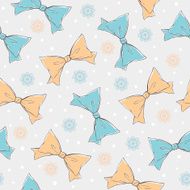 Cute bows and snowflakes seamless pattern