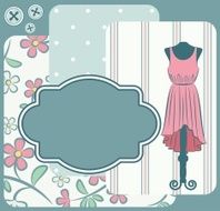 Vintage background with dress and flower ornaments Vector N2