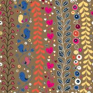 hearts birds &amp; flowers pattern