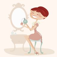 retro cartoon woman with perfume