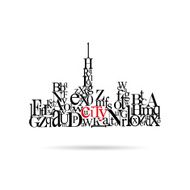 Typography city silhouette vector illustration