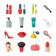 Beauty and makeup flat icons