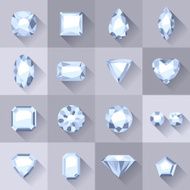 Set of flat style white jewels