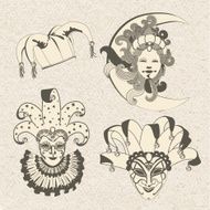Set of carnival masks Mardi Gras Venice holiday N2