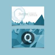 Low Poly Business Card Template with Alphabet Letter Q