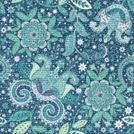 Blue paisley floral seamless pattern N2