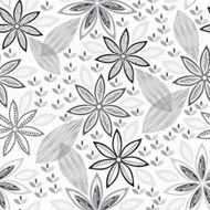 Monochrome seamless pattern of abstract flowers N9