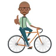 Hipster riding bike