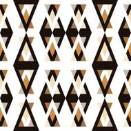 Seamless textured black yellow brown orange triangle pattern on white