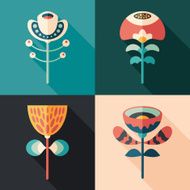 Colorful flowers flat square icons Christmas set 1