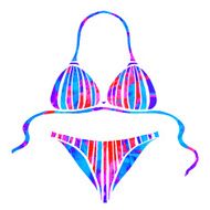 Watercolor bikini swimsuit closeup isolated