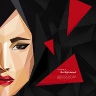 illustration with an asian woman face in low-polygonal style