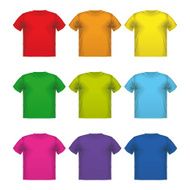 Set of colorful male t-shirts Vector wear printing isolated N5