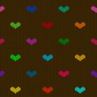 Seamless knitted pattern with hearts