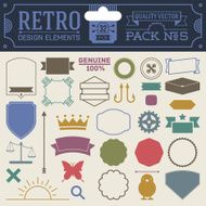 Retro design elements hipster style infographic color set 5