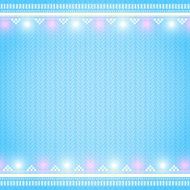 Knitted blue background with Christmas lights borders