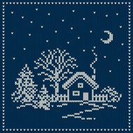 Winter Holiday Landscape Christmas Sweater Design Seamless Knitted Bakground