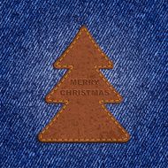 Jeans background leather Christmas tree Vector N2