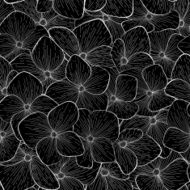 seamless pattern with monochrome black and white flowers