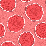 beautiful seamless pattern in red roses with contours N2