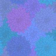 Beautiful seamless pattern with blue dahlia flowers
