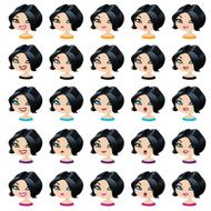 Fashion female avatars set of expressions N3