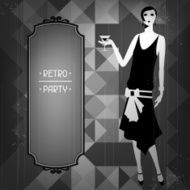 Retro party background with beautiful girl of 1920s style N5