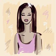 Fashion girl Hand drawn Portrait N8