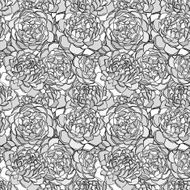 Beautiful seamless background with monochrome black and white flowers N3