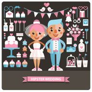 Set of Wedding icons and characters