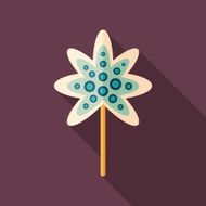 Christmas flower flat square icon with long shadows Set 3