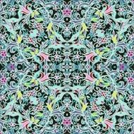 Seamless floral vector pattern in medieval style