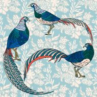 Vintage antique background with birds