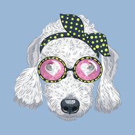 vector funny cartoon hipster dog Bedlington Terrier
