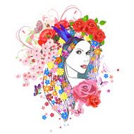 beautiful fashion young woman with flowers in hair portrait of N2