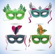 Carnival masks with feathers Masquerade party mask set N3