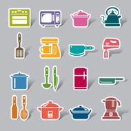 Kitchen Utensils and Appliances Color Icon Label N2